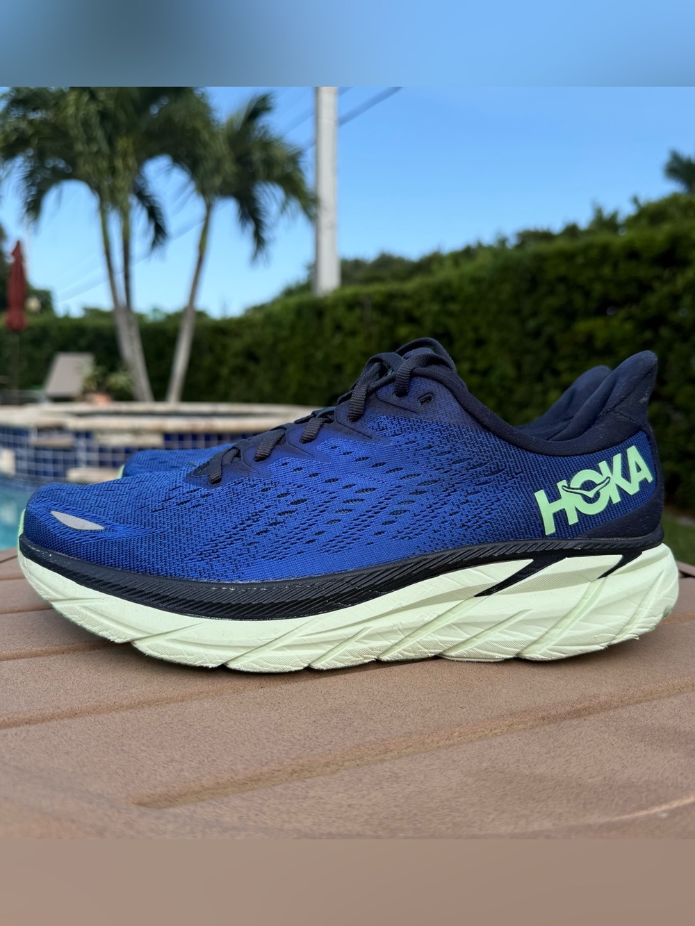 HOKA Clifton 8 Men’s Size 9 Blue Running Shoes